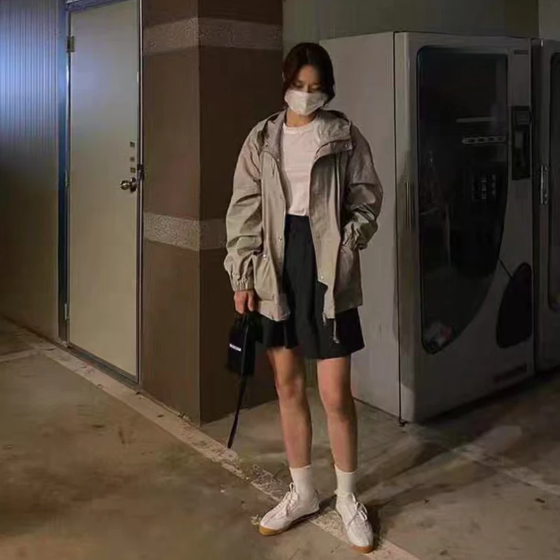 5202男女同款春秋宽松休闲工装连帽夹克