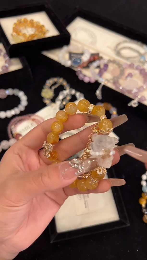 【闪购商品】水晶手链合金黄胶花手链x995