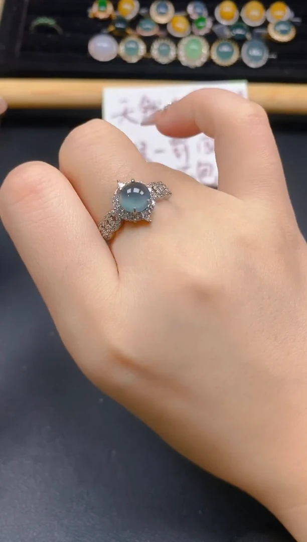 银S925镶嵌戒指翡翠50