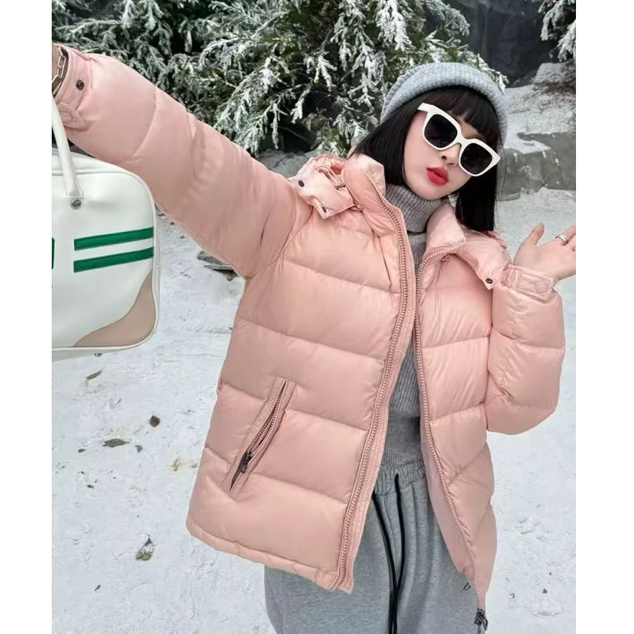 【娇娇】2024新款羽绒服短款韩版连帽加厚保暖白鸭绒冬季外套