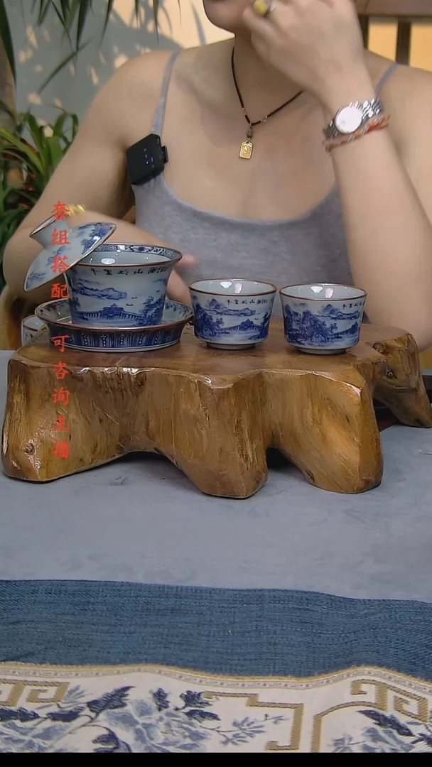 3件套陶瓷茶具老陶泥开片纹