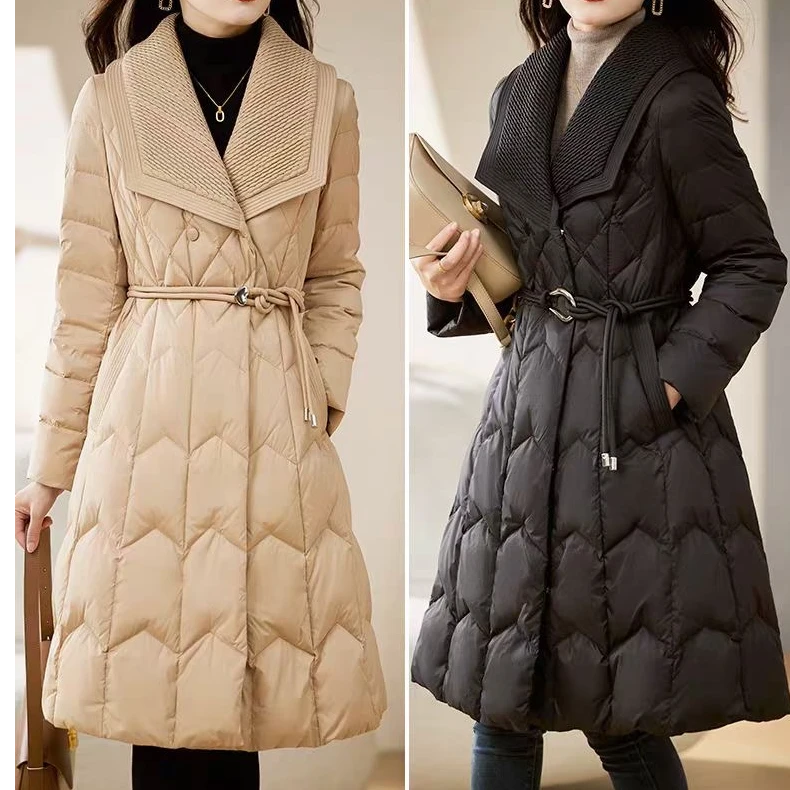 加厚羽绒服防风保暖女装防寒收腰女装长款加厚中长款时尚显瘦外套