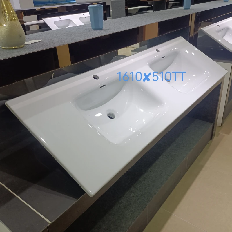 广东潮州陶瓷一体盆双盆卫生间智洁釉面洗漱台洗面脸盆洗手池定制