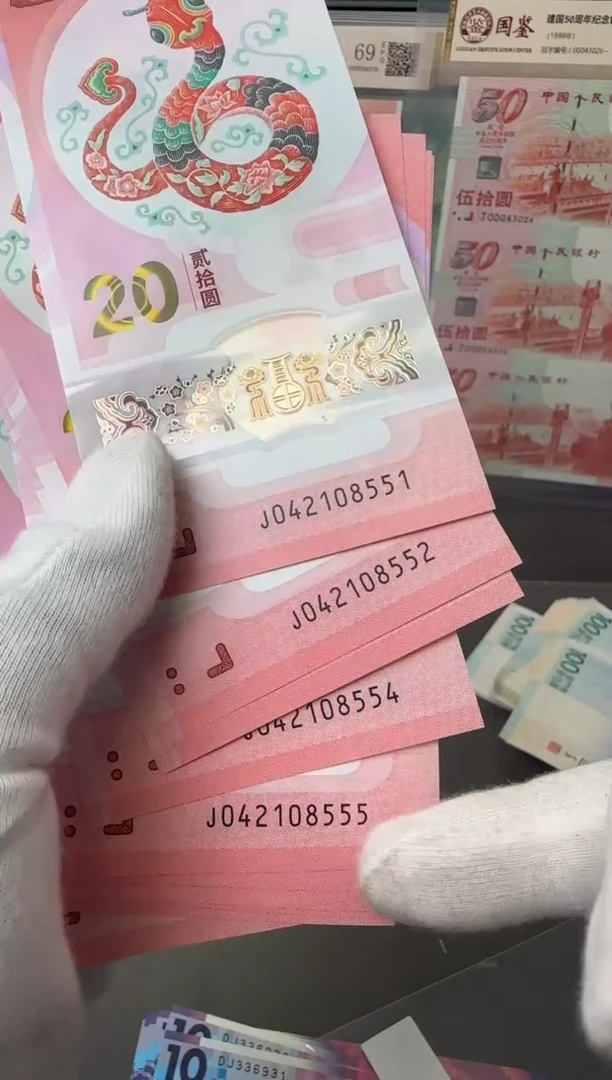 纸2025年蛇年纪念钞十连号带豹子号一张