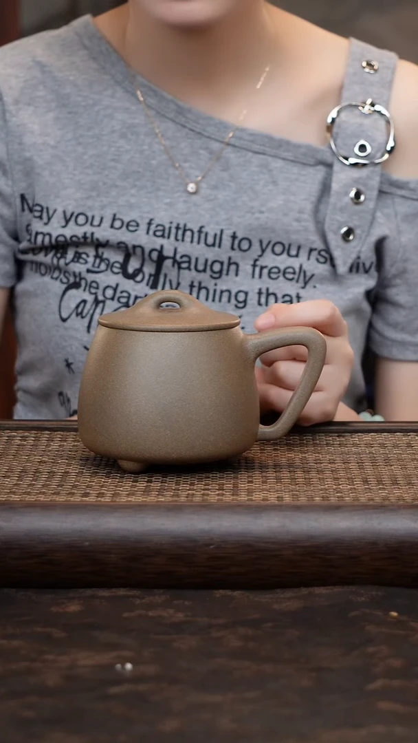茶杯紫砂青段石瓢