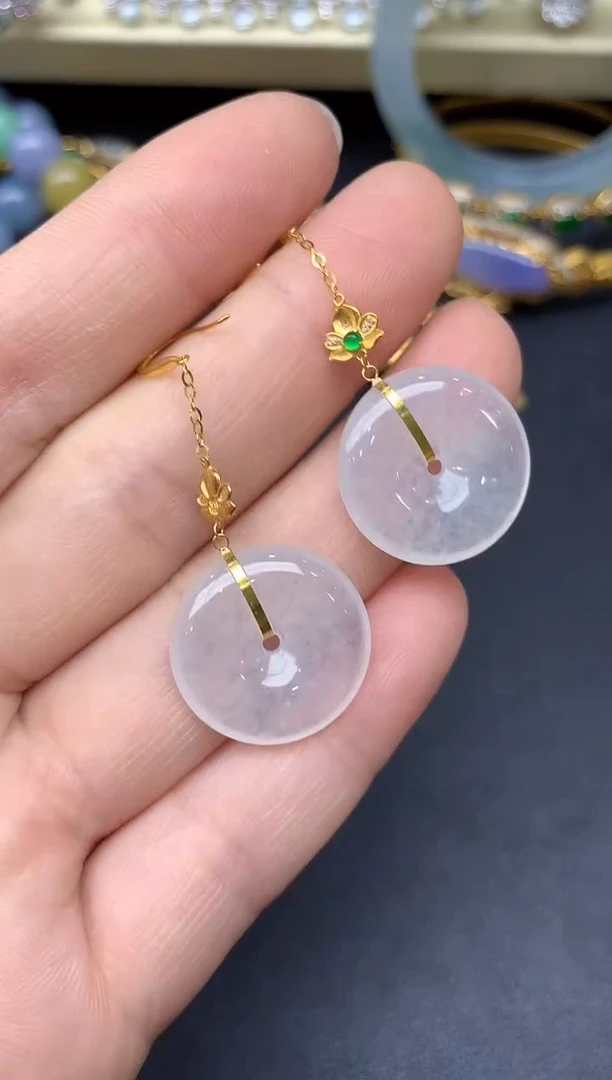 18K金镶嵌翡翠耳饰106-雪姐翡翠天天见
