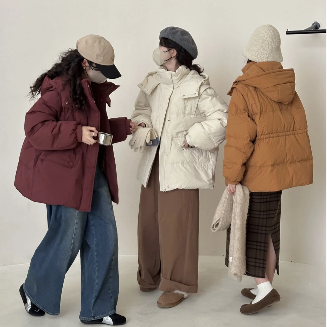 【里物】白鸭绒羽绒服内收腰短款