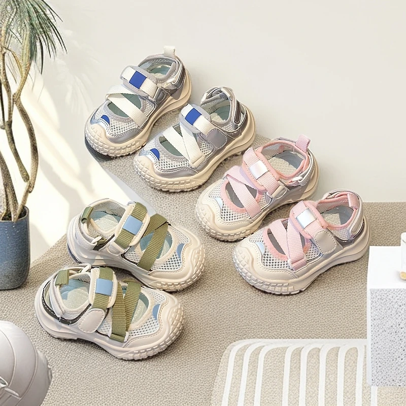 【运动凉鞋】儿童鞋子魔术贴网面运动鞋夏季新款女宝宝鞋子软底网鞋