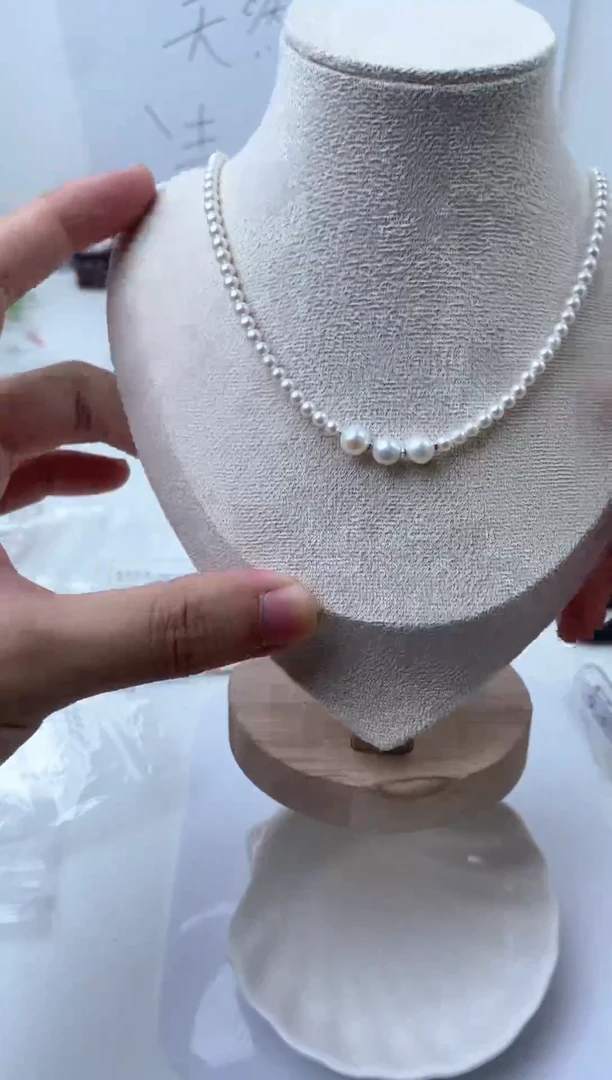 淡水珍珠银S925镶嵌颈饰毛衣链211069 11