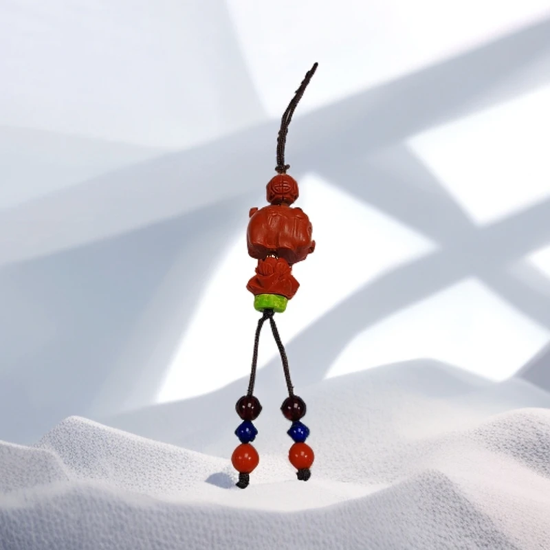 天然辰砂朱砂小猪吊坠手机链配饰