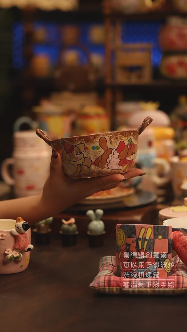 陶瓷景德镇可爱陶瓷釉下彩绘设计师款