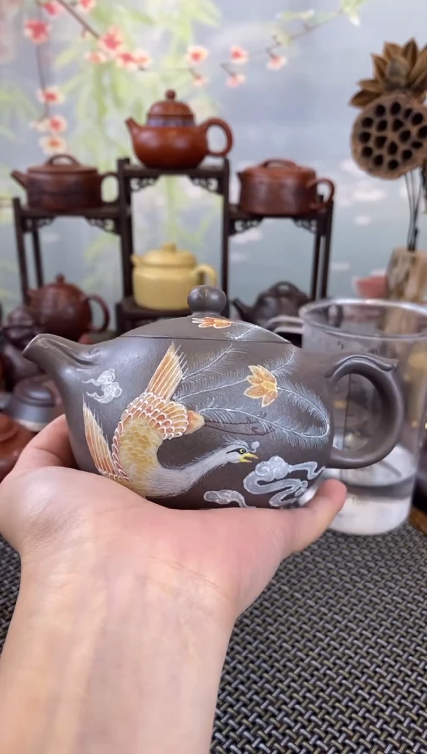 茶壶紫砂清灰段泥绘260cc