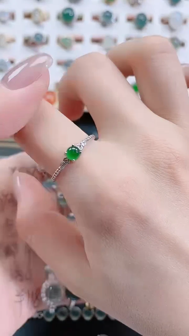 银S925镶嵌戒指翡翠天然翡翠