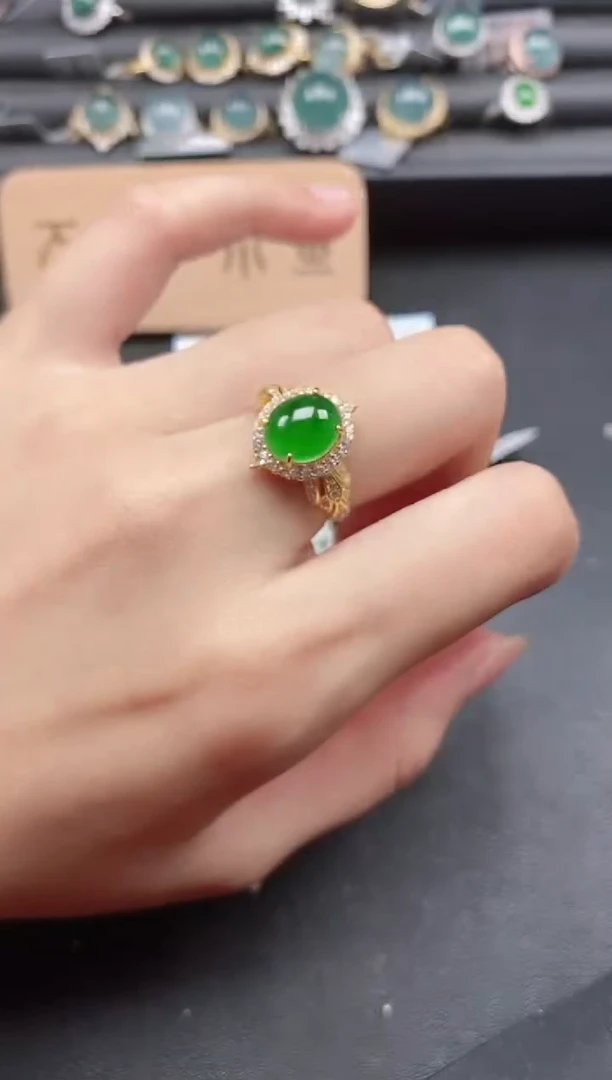翡翠戒指银S925镶嵌51511