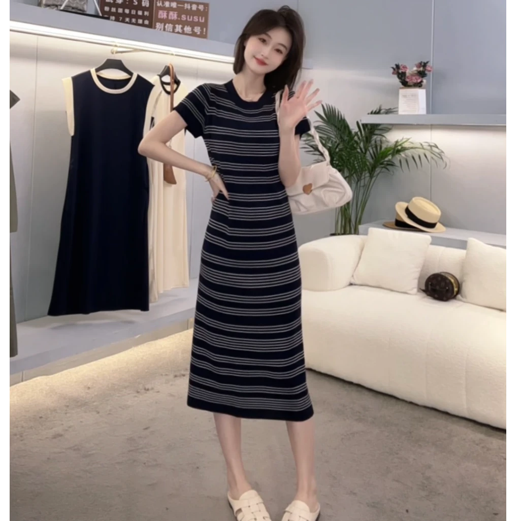 2025夏季新款气质高档女款连衣裙爆款洋气显瘦夏天试试针织裙子女