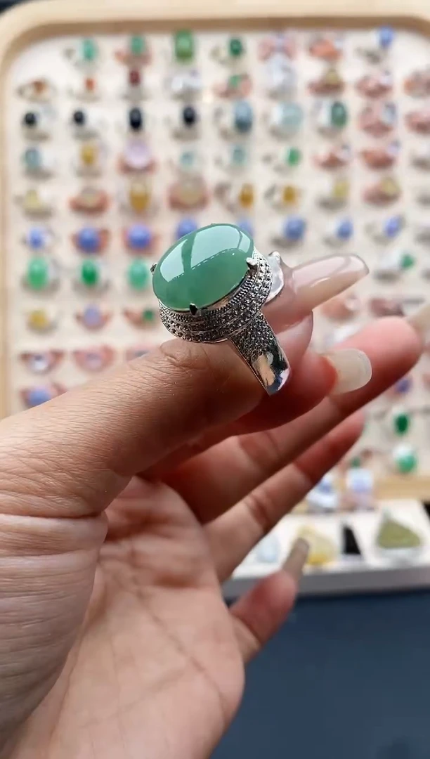 【闪购商品】翡翠戒指未镶嵌天然缅甸翡翠A货 4444+ 9+10