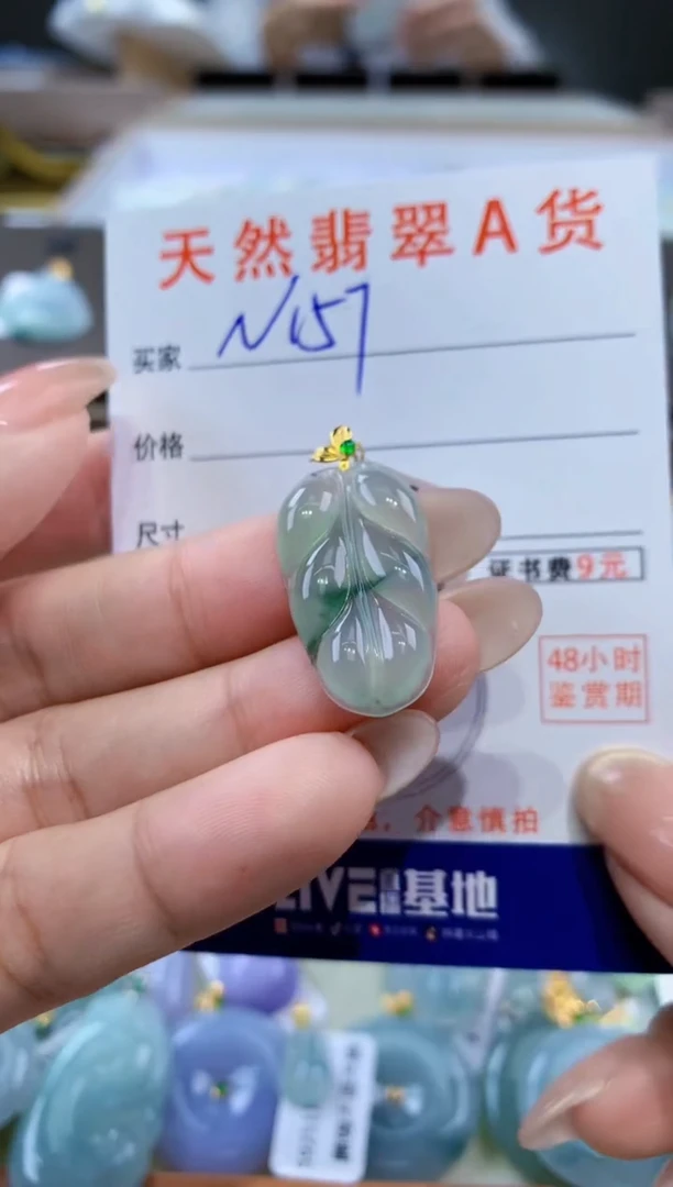 颈饰18K金镶嵌翡翠天然缅甸翡翠A货挂件