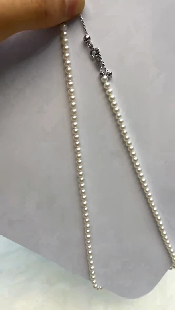 淡水珍珠银S925镶嵌项链4-5