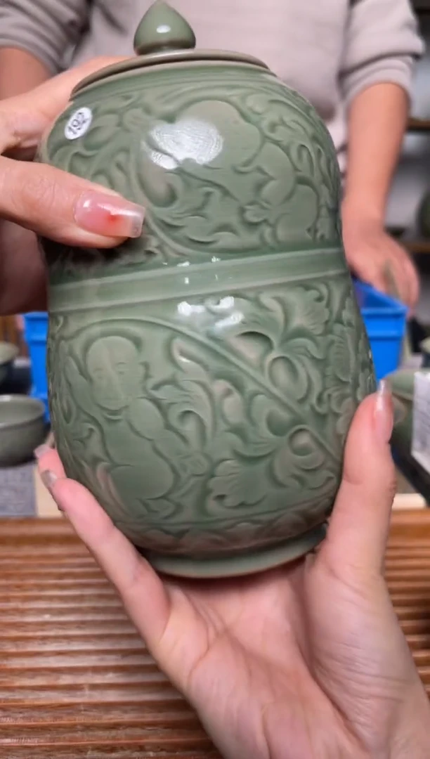 【闪购商品】其他192纯手工秘色葫芦茶叶罐