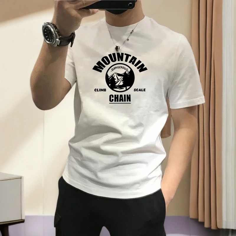 男士短袖t恤男潮牌圆领男款T恤百搭宽松休闲印花夏季薄款男式上衣