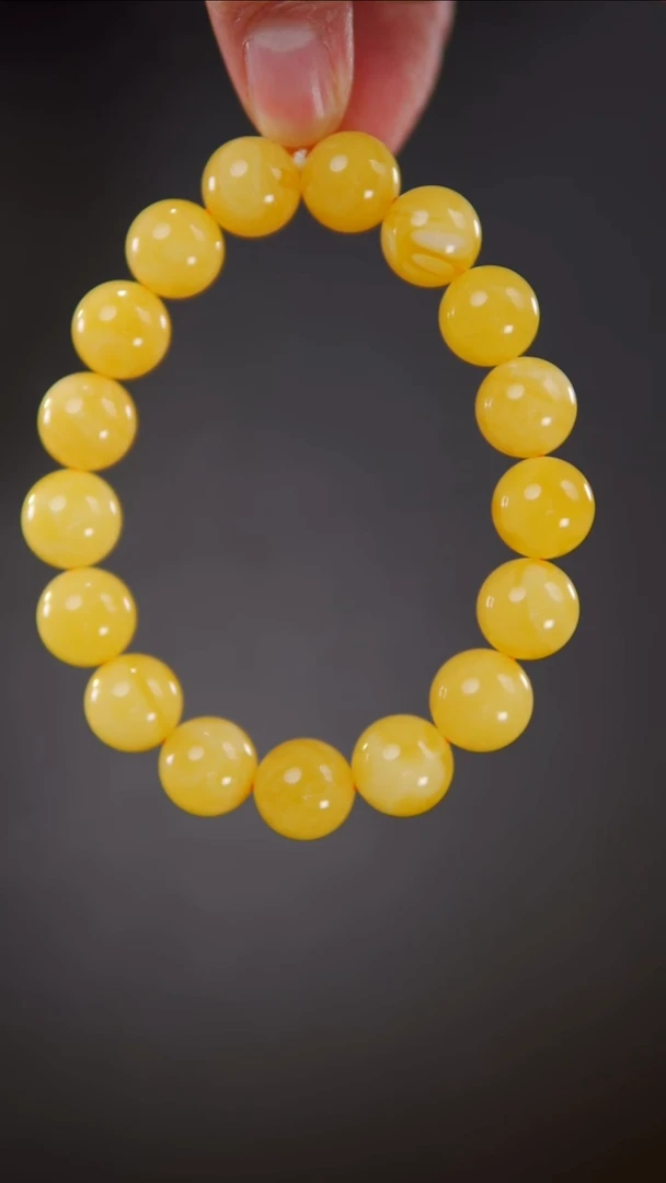 手串琥珀未镶嵌19.45焦皮料圆珠手串