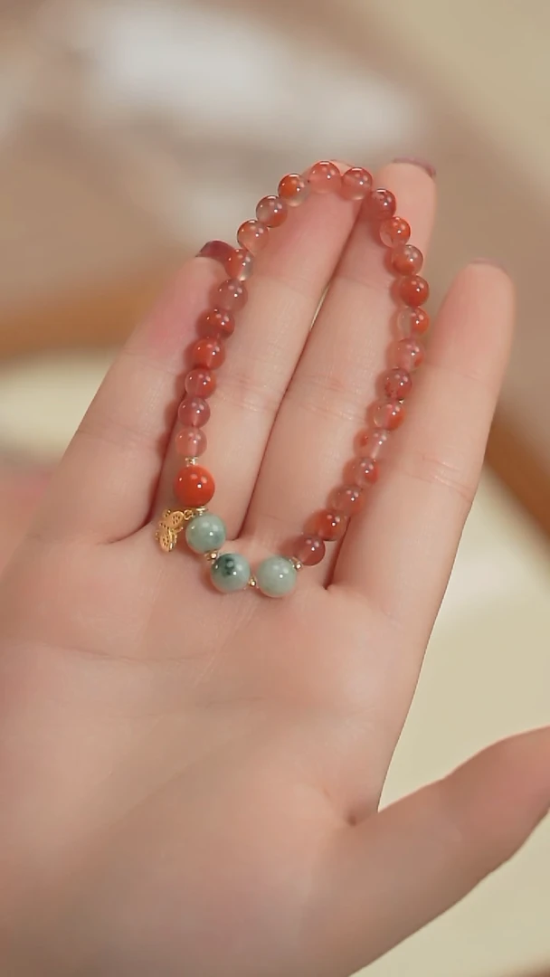 【闪购商品】南红玛瑙手串未镶嵌【海边】飘花南红 翡翠手串