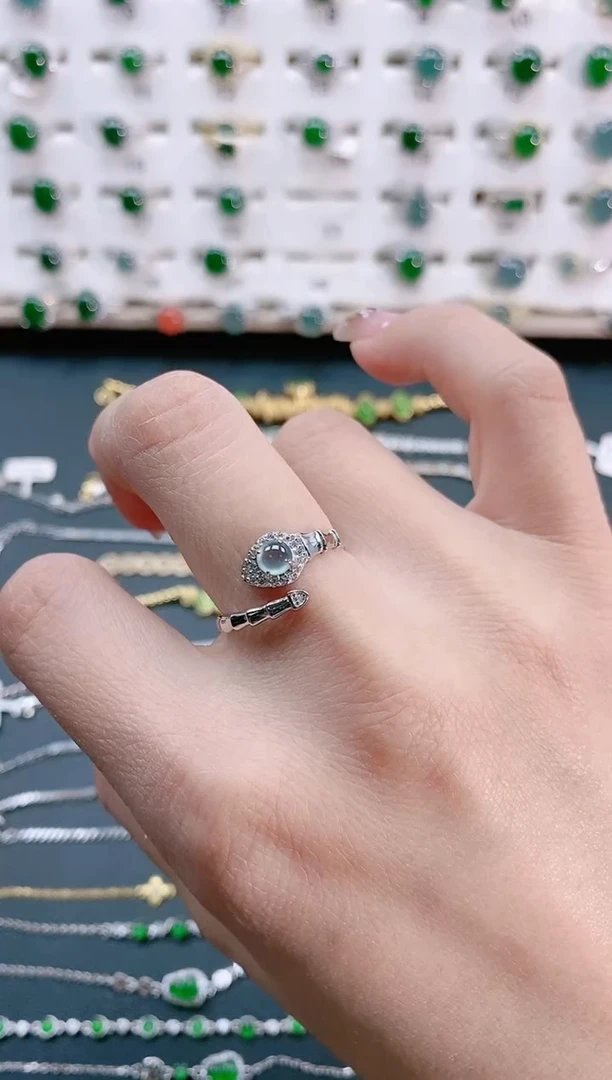 【闪购商品】翡翠戒指银S925镶嵌天然翡翠