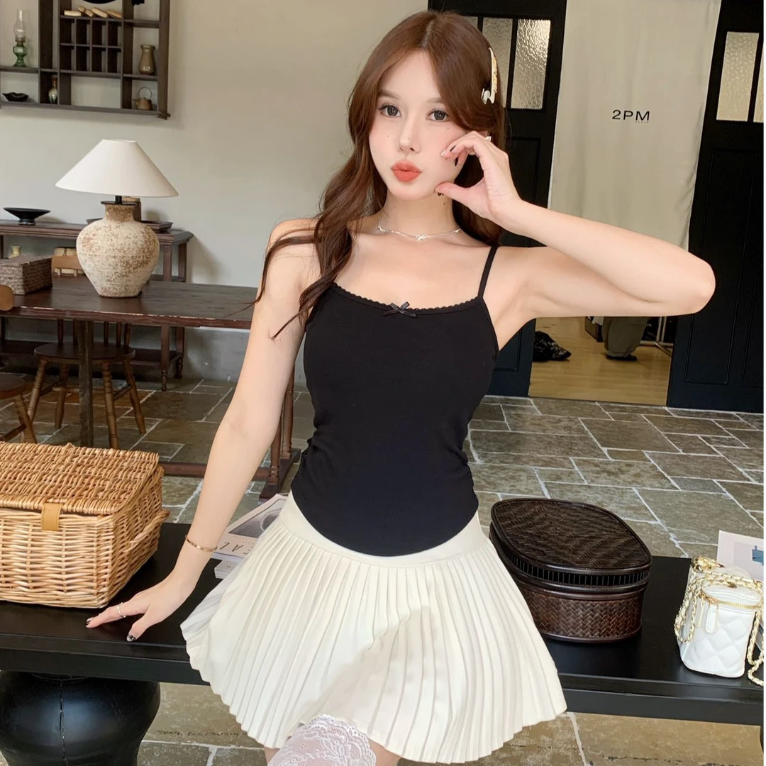 纯欲蝴蝶结简约温柔风辣妹显瘦吊带打底百搭小众修身88031#