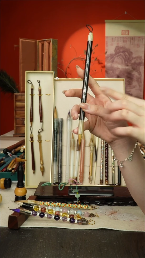 40号闪孤品高货毛笔链接 清水试笔 蘸墨不退