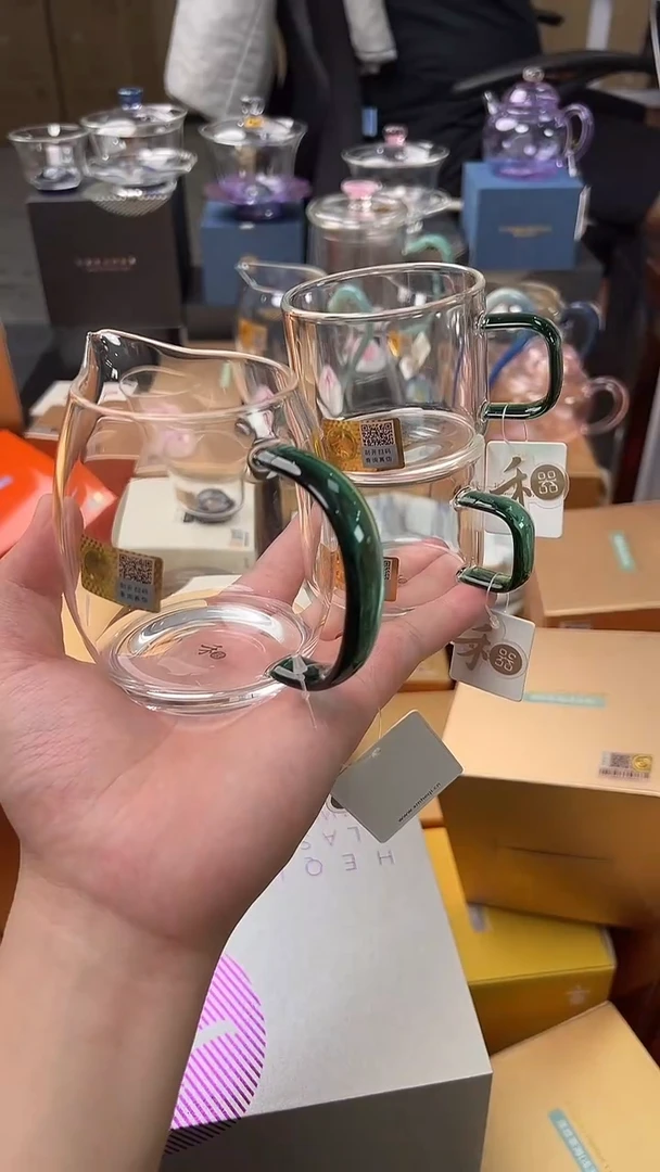 @@禾器晶彩澄然墨绿色+清禾杯墨绿2只