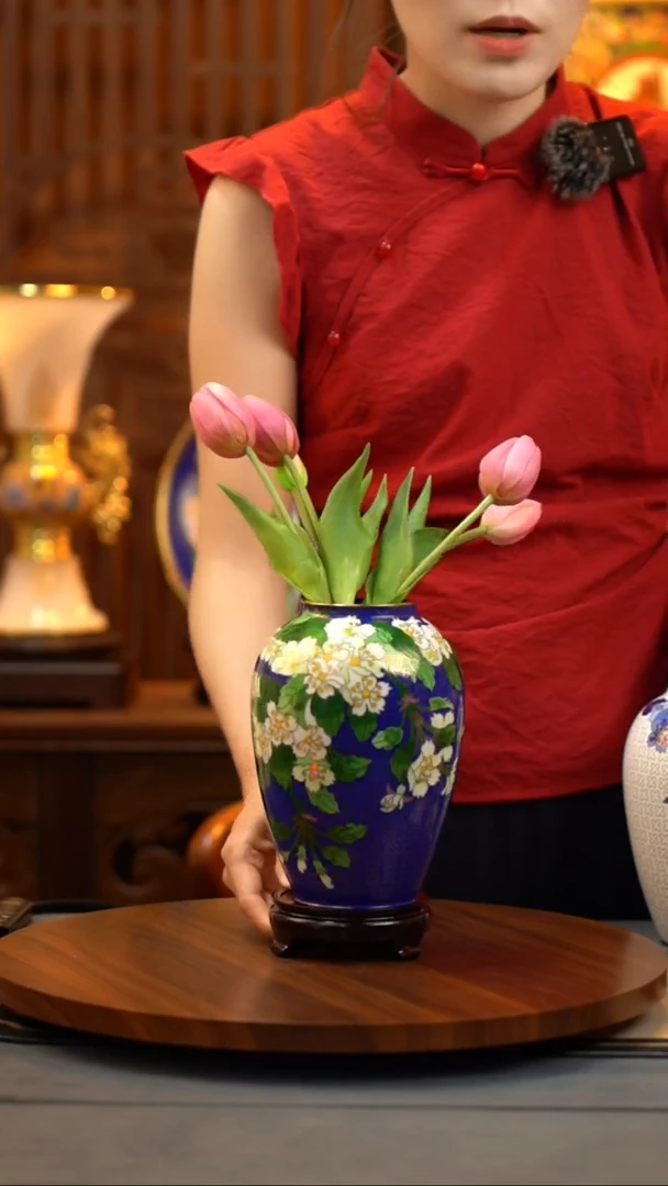 景泰蓝紫铜花瓶 高端摆件