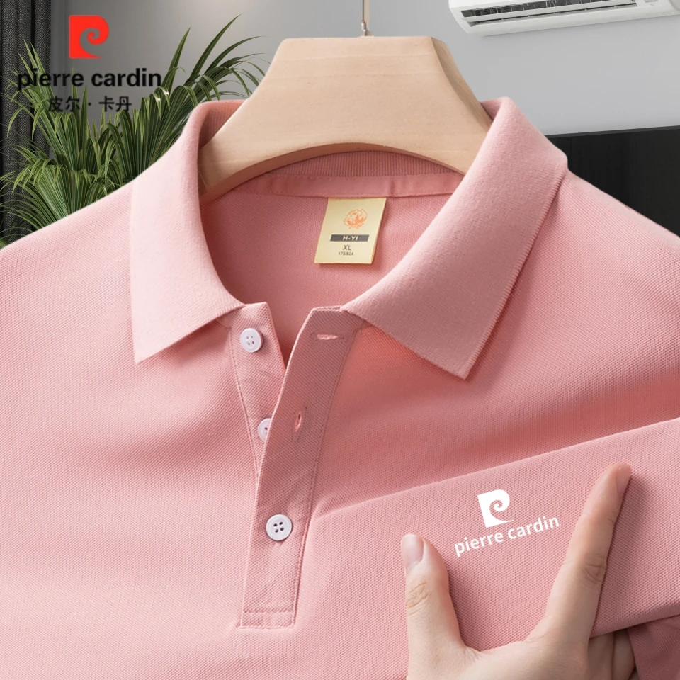 【海外专柜】100%纯棉男士夏季POLO衫时尚高档翻领休闲百搭粉色短袖