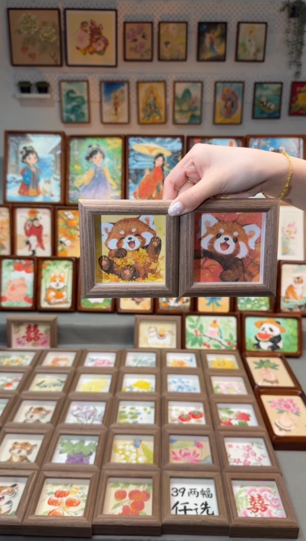 国画小熊猫一对 手绘国画11