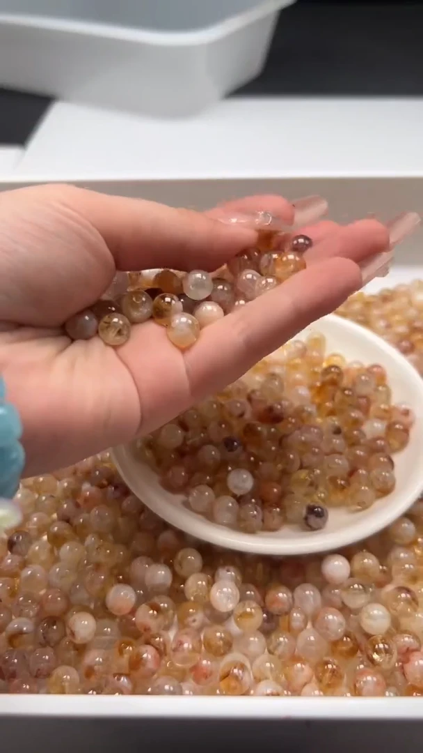 颈饰未镶嵌水晶w2420高品黄塔晶8mm*10颗