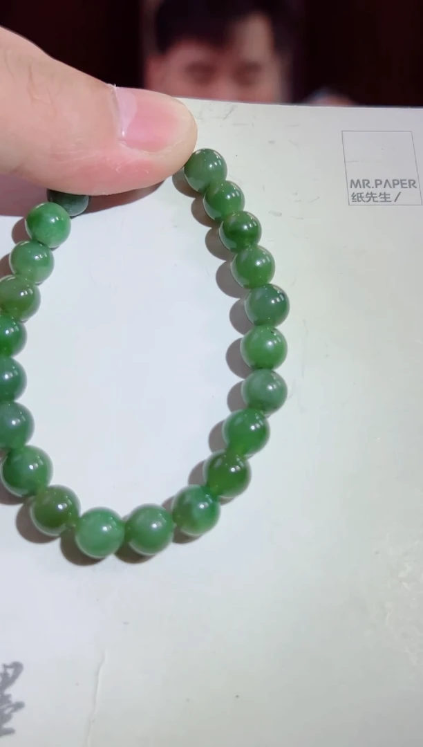 未镶嵌手串和田玉8MM碧玉果阳绿