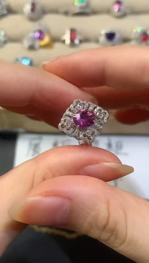 戒指彩色蓝宝石18K金镶嵌D882|9800