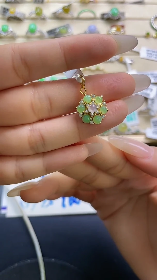 银S925镶嵌戒指翡翠翡翠 蛋面 银S925镶嵌