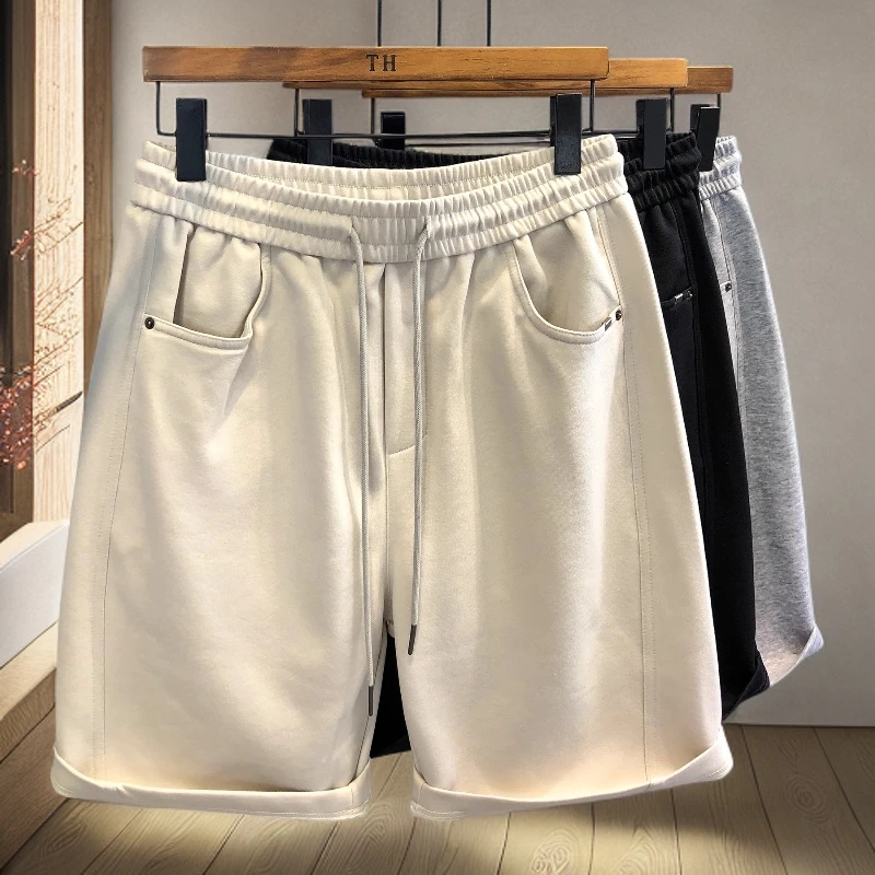 高端简约男士纯色休闲短裤夏季新款时尚百搭直筒运动五分裤中裤