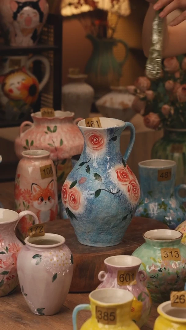 陶瓷161景德镇设计师手作花器摆件侘寂风