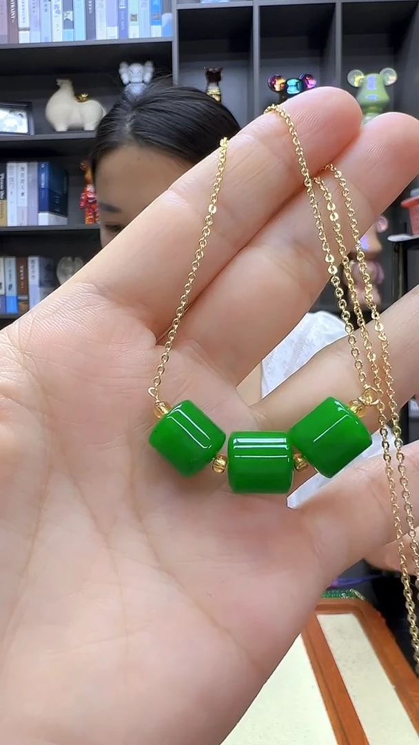 翡翠14K金镶嵌颈饰丹丹diy劲饰