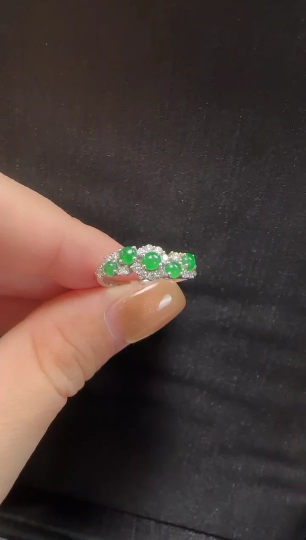 18K金镶嵌戒指翡翠436蛋面一枚