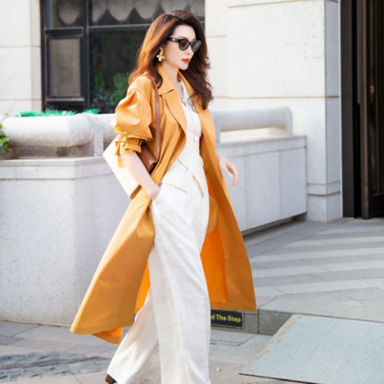 EDFNOT/杨红霞汝意FS姜黄色廓形风衣
