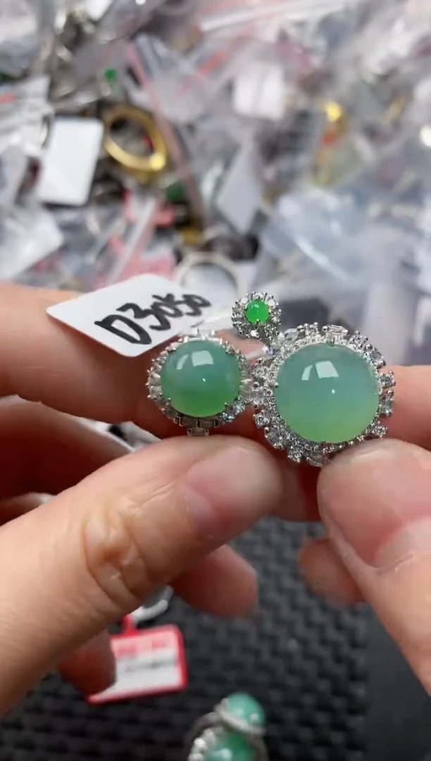 银S925镶嵌戒指翡翠666---1