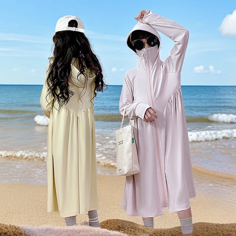 女童防晒裙长款夏季超薄透气防紫外线宝宝防晒衣冰丝凉感防晒外套