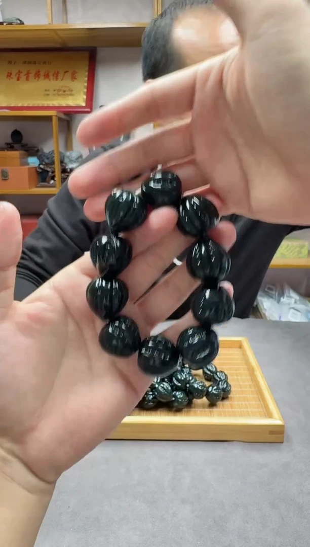 未镶嵌手链和田玉22黑青