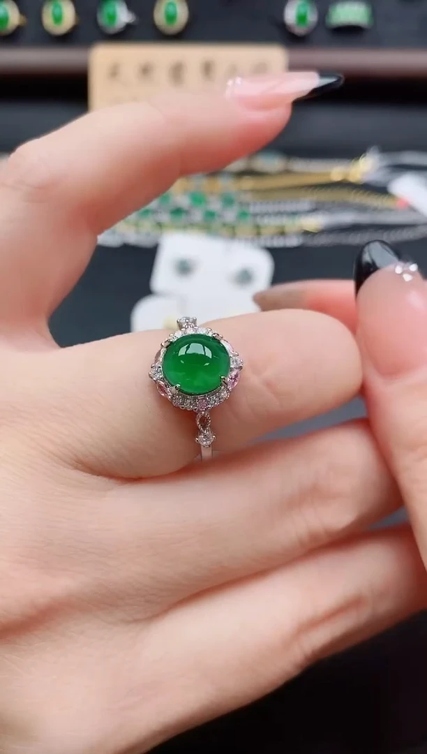 银S925镶嵌戒指翡翠1