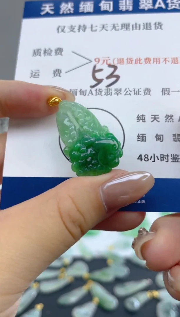 颈饰18K金镶嵌翡翠天然A货翡翠