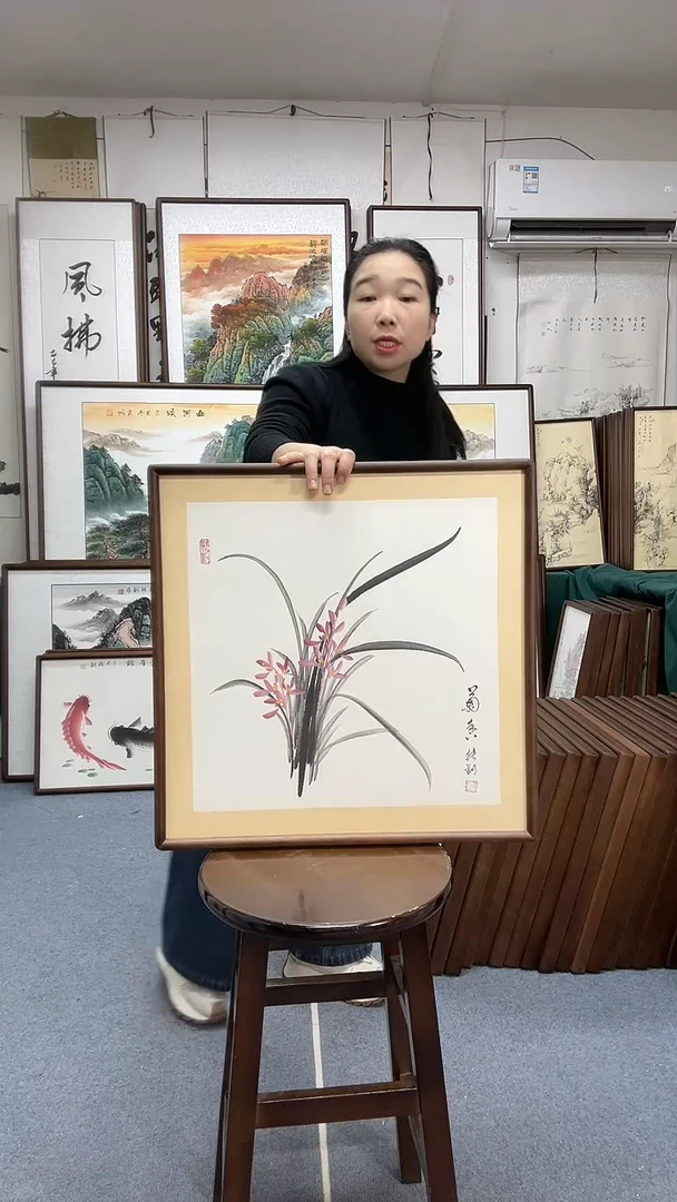 国画尺寸52*52实木画框京东包邮手绘