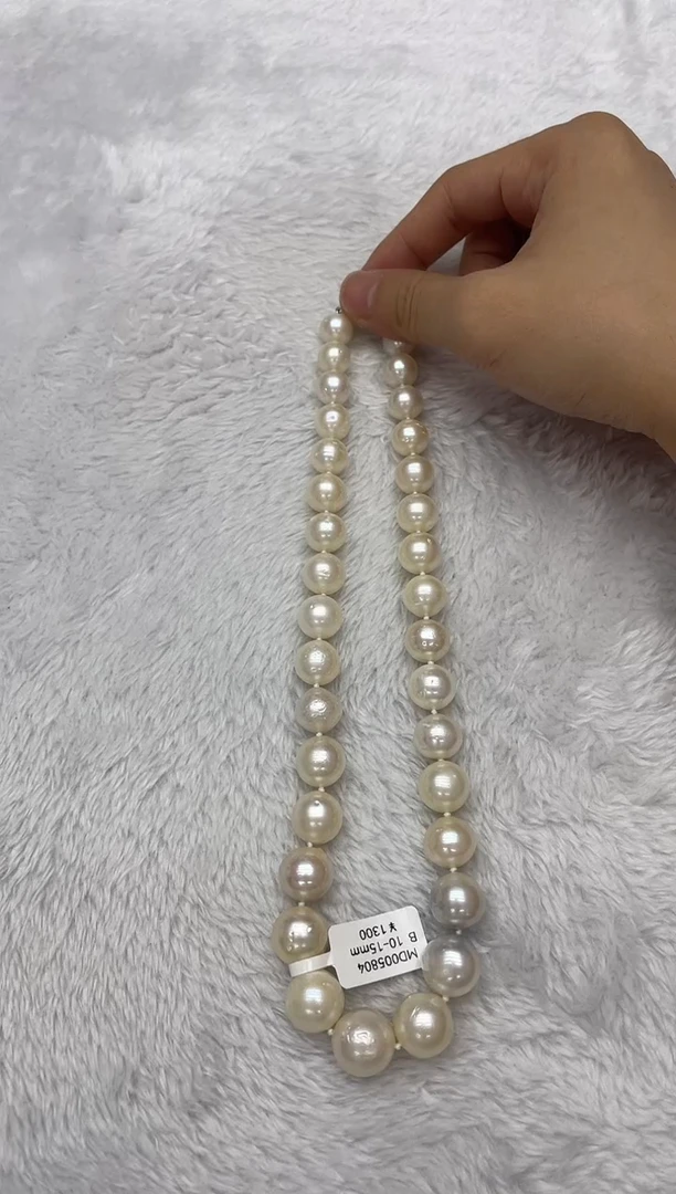 海水珍珠银S925镶嵌项链澳白10-15mm