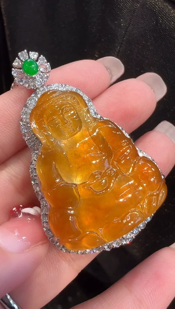 吊坠(不含链)18K金镶嵌翡翠AL6吊坠